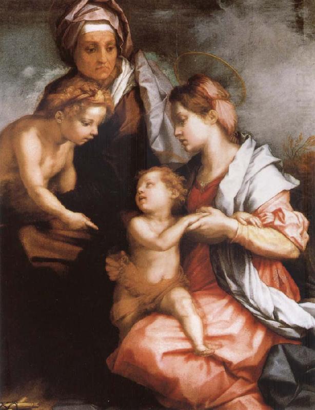The Madonna and the Nino, with Holy Isabel and the young one San Juan, Andrea del Sarto